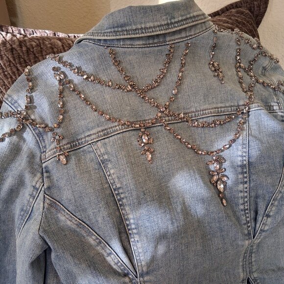 WHBM Embellished Denim Jacket, Color: Etoile Antique - Picture 2 of 2